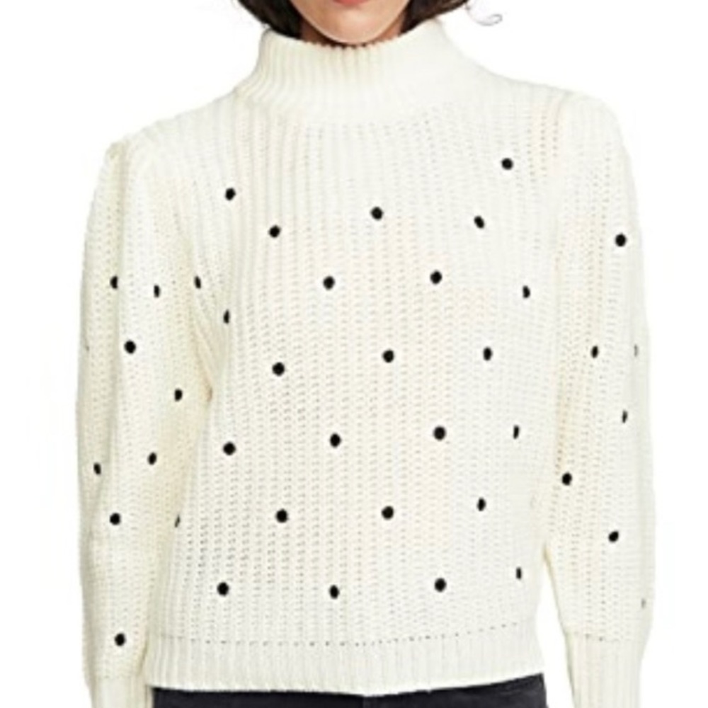 English Factory Cable Knit Polka Dot Embroidered Sweater / Size Large